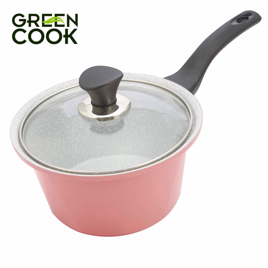 Nồi bếp từ đúc Ceramic chống dính vân đá hồng pastel Green Cook GCS02