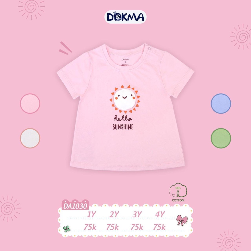 Áo cài vai cộc tay hình nổi Dokma bé trai, bé gái DA1030