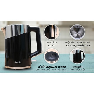 Ấm siêu tốc Bình siêu tốc Delites 1.7 lít ST17DB01DST020 GOG331