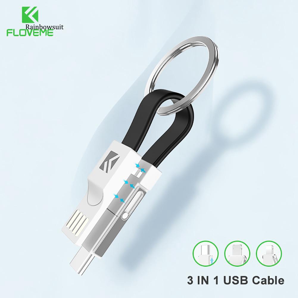 Móc khóa dây sạc 2A đầu Micro USB Type C cho Android iOS