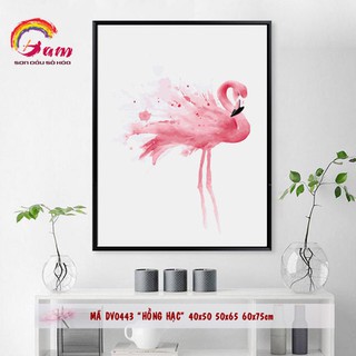 Tranh sơn dầu số hóa tô màu theo số Hồng hạc Flamingo DV0443- HaLa Store