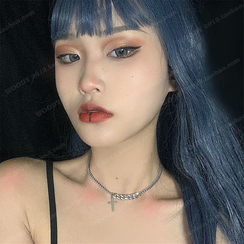 Hip Hop Street Fashion Asymmetric Splicing Chain Cross Necklace