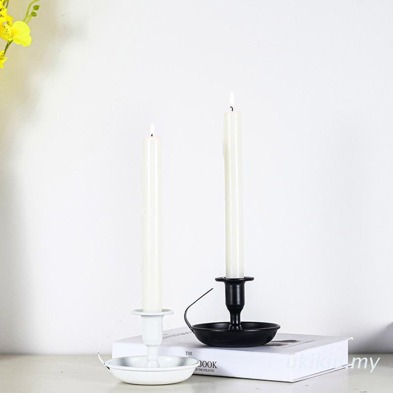 Set 2 chân nến bằng sắt màu đen phong cách cổ điển