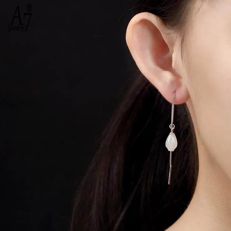 Khuyên Tai Bạc S925 Hình Hoa Mộc Lan Xinh Xắn