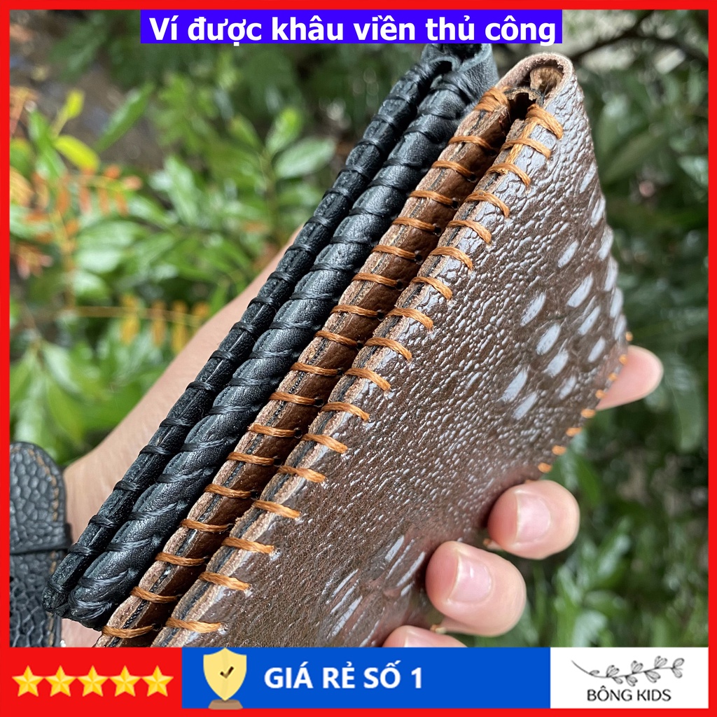 Ví nam da bò thật cao cấp, ví da nam da bò dập vân cá sấu, bóp đựng thẻ nhiều ngăn tiện lợi VDCS001