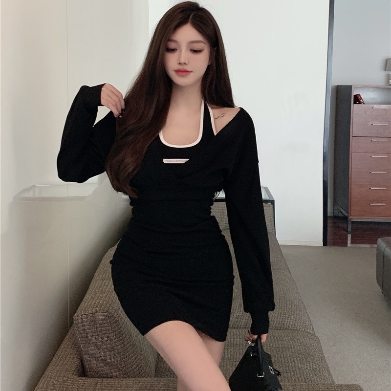 Set áo khoác + đầm ngắn Perty ôm dáng thời trang mùa thu mới phong cách Hàn Quốc khí chất có thể mặc riêng lẻ cho nữ