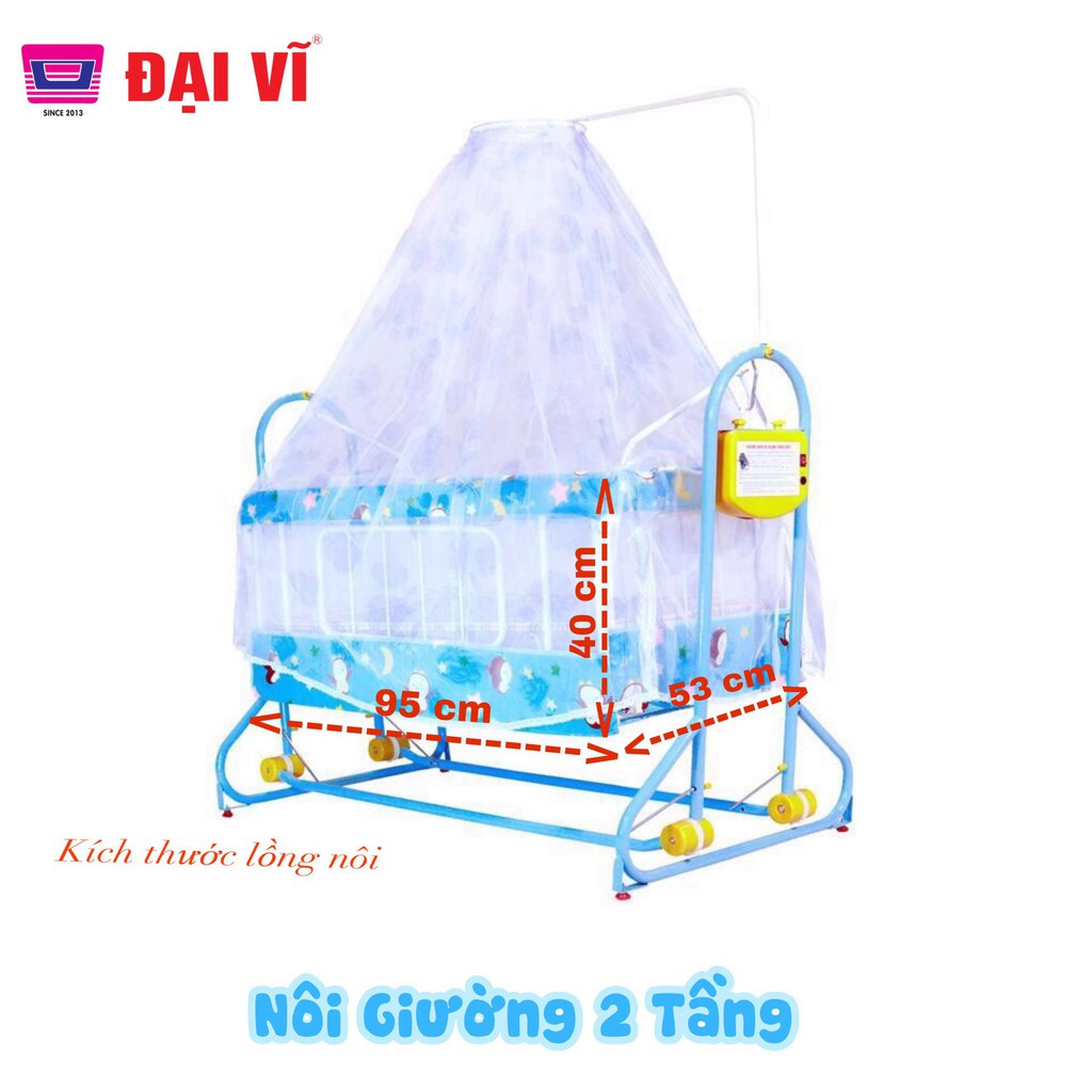 (giá sỉ) Nôi điện cao cấp Đại Vĩ - Nôi giường 2 tầng - đã bao gồm lưới võng và màn chụp nôi