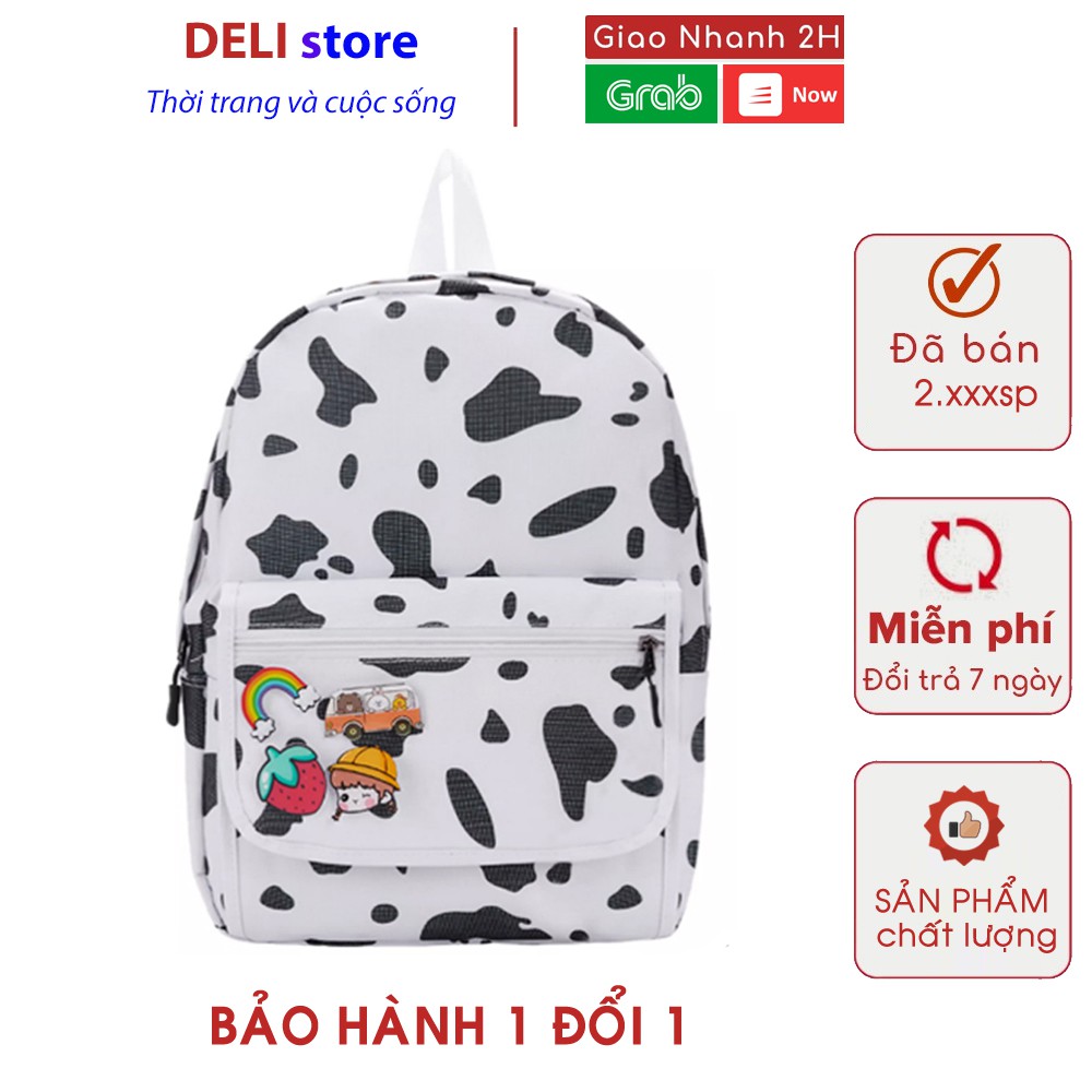 Balo họa tiết da bò sữa dành cho nữ tặng sticker TN188