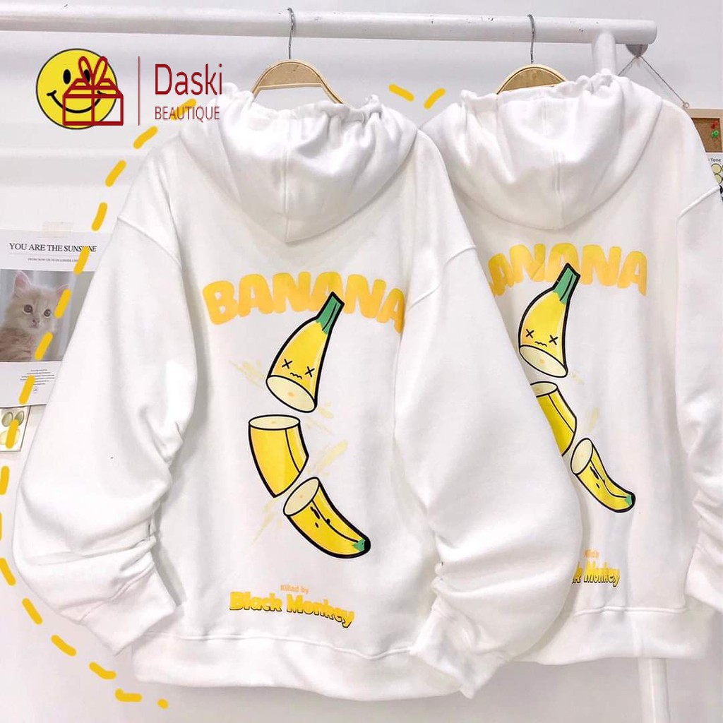 Áo khoác hoodie banana unisex Daski phong cách ulzzang