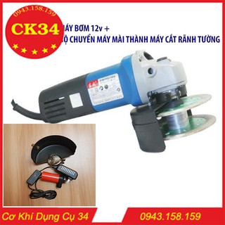COMBO Bộ chuyển máy mài thành máy cắt rãnh tường + Máy bơm mini 12v tặng dây bơm nước