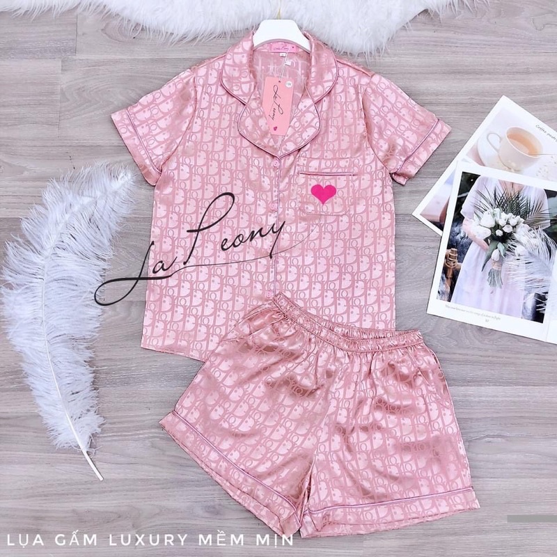 Bộ pizama lụa gấm cộc tay quần đùi mặc nhà
