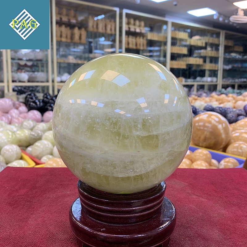 Quả Cầu Phong Thủy Đá Thach Anh VàngTự Nhiên - Trang Trí Bàn Làm Việc, Phòng Khách Size 7-10cm