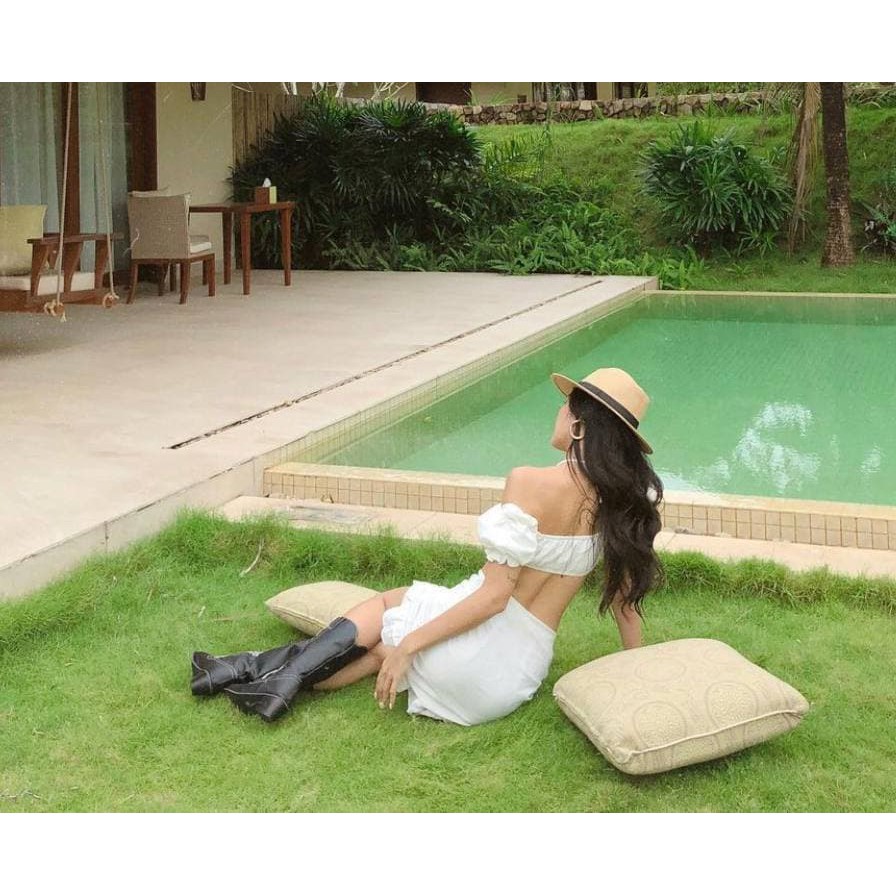 Áo Croptop Dây Cổ Màu TRẮNG (Mặc 2 Kiểu)