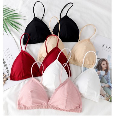 BR07 Áo bra COTTON gân tăm dây mảnh khoét ngực sâu