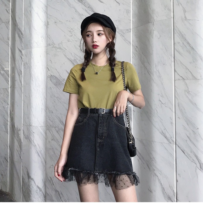 Chân váy jean chữ a mini Emilyshop