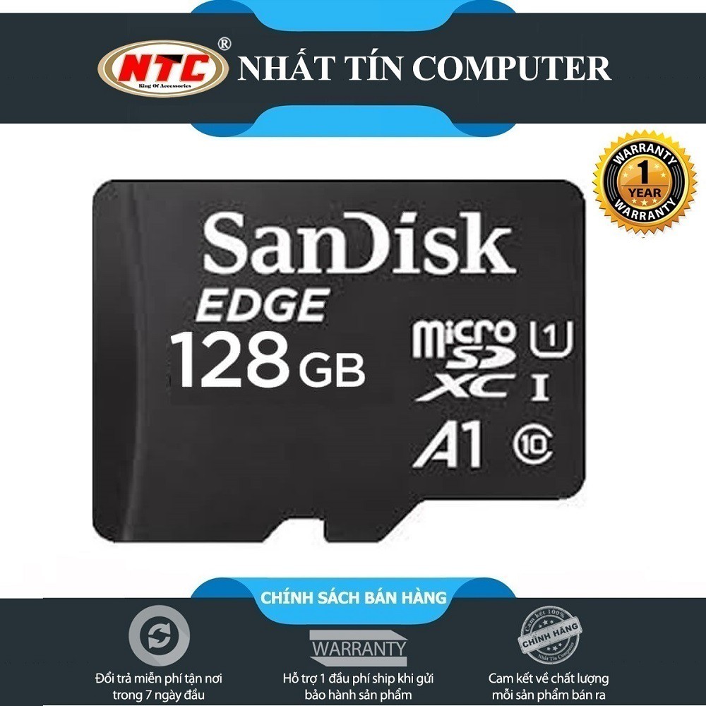 Thẻ nhớ MicroSDXC SanDisk Edge A1 128GB Class 10 U1 R140MB/s W90MB/s - không Box