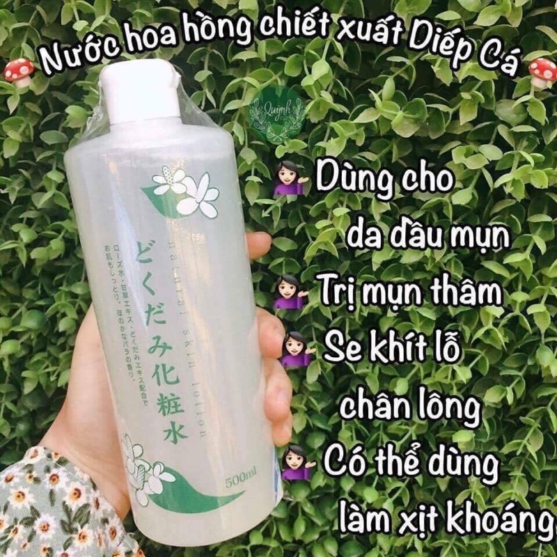 Nước hoa hồng, toner,Lotion diếp cá Dokumi Natural Skin giảm mụn se kít lỗ chân lông 500ml Nhật Bản