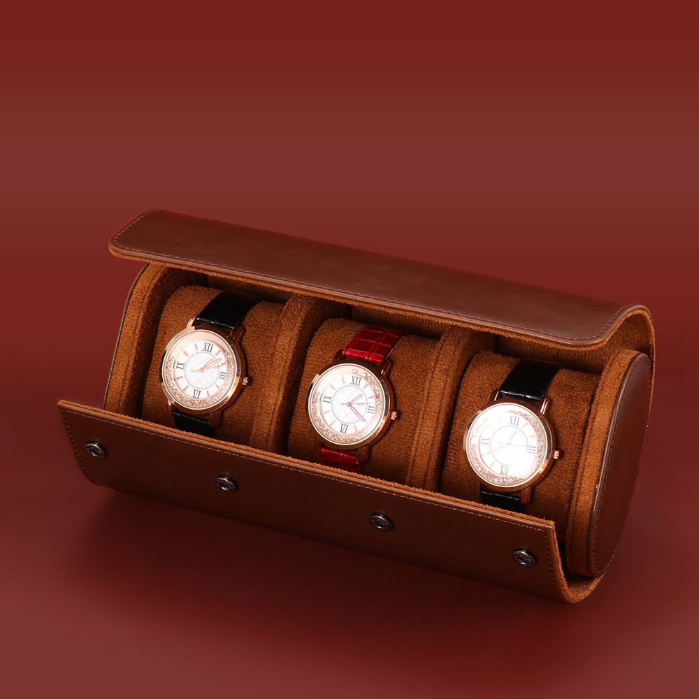 Hộp đựng đồng hồ đeo tay bằng da pu có 3 ngăn tiện dụng khi đi du lịch