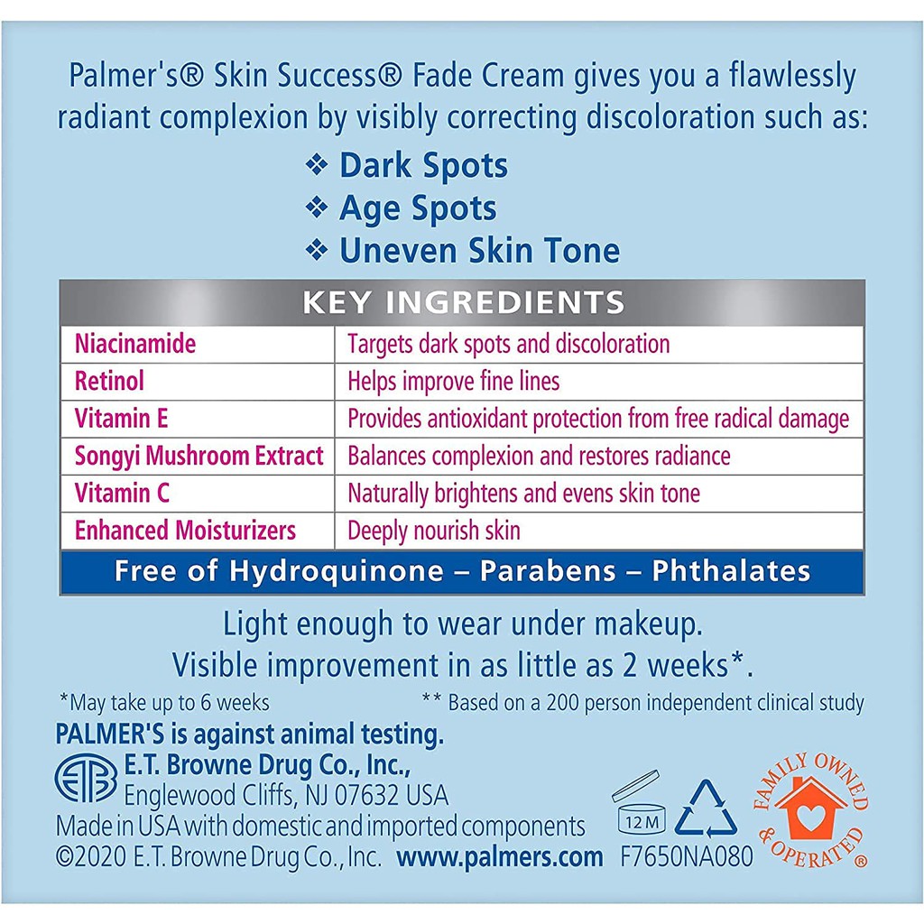Kem dưỡng trắng mờ thâm Palmer's Skin Success Anti Dark Spot Fade Cream For All Skin Types 11g sample