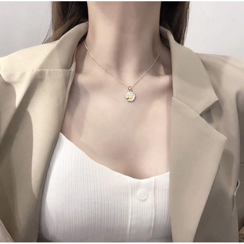 Vòng Cổ Mặt Hình Hoa Cúc GD Unisex Bản Nhỏ Xinh Xắn - Vòng Cổ Nữ Vintage Quý Phái - VC-001