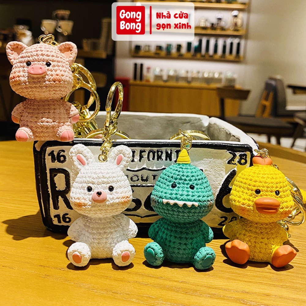 Móc khóa hoạt hình thú cưng dễ thương dây cao cấp móc cài mạ vàng sang chảnh