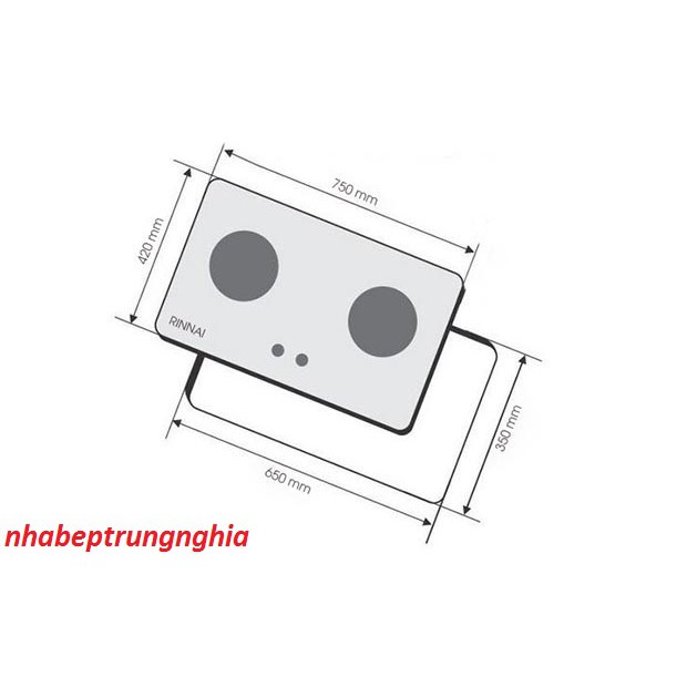 Bếp gas âm Rinnai RVB-212BG + Bộ van dây - Hàng Chính Hãng