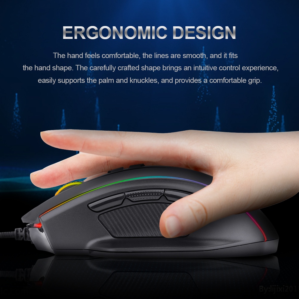 REDRAGON Chuột Chơi Game Rdragon M720 RGB Có Dây USB 10000 DPI 8 Nút Bấm Dành Cho Máy Tính