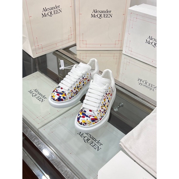 Giày thể thao nam và nữ thương hiệu Alexander McQueen da thật cao cấp thêu hoa