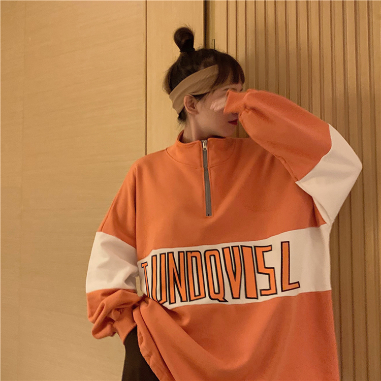 Áo Hoodie Dáng Rộng Phối Khóa Kéo Phong Cách Hàn Quốc Thời Trang Cá Tính | BigBuy360 - bigbuy360.vn