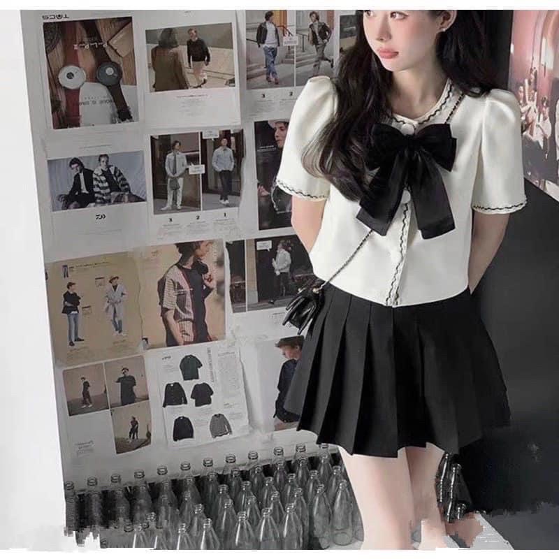 Bigsize 55-95kg sét áo nơ phối chân váy