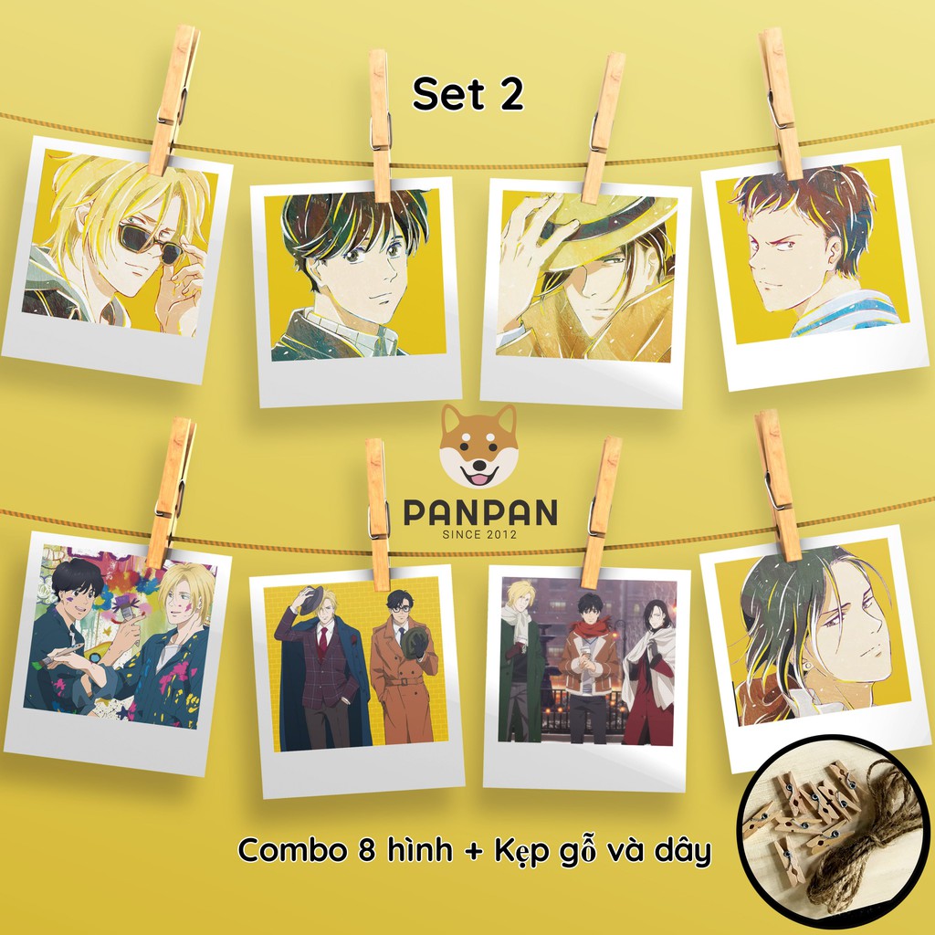 Combo 8 ảnh card lomo polaroid trang trí Anime Banana Fish 1 (tặng kèm dây và kẹp)