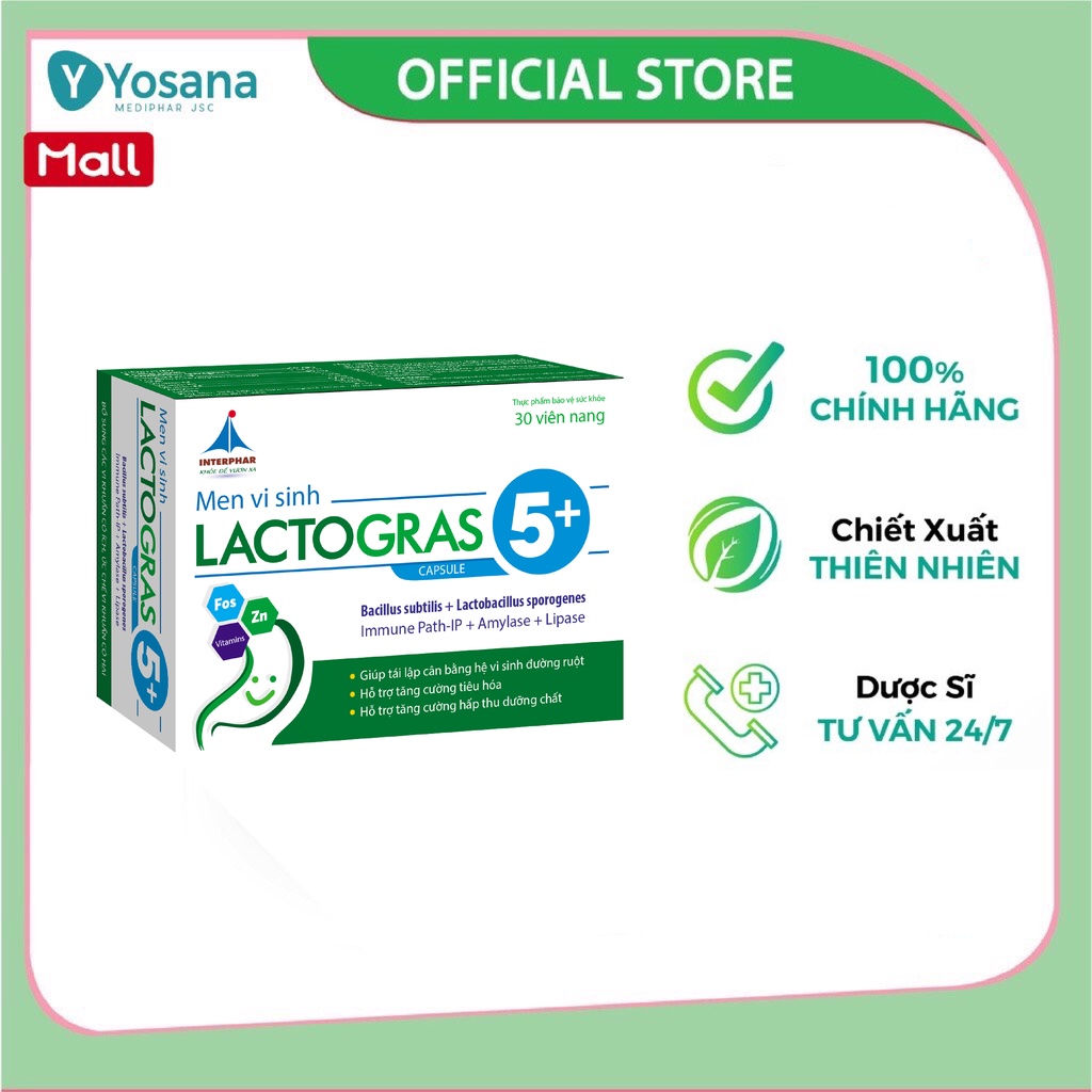 MEN VI SINH LACTO GRAS 5+ BỔ SUNG VI KHUẨN CÓ LỢI