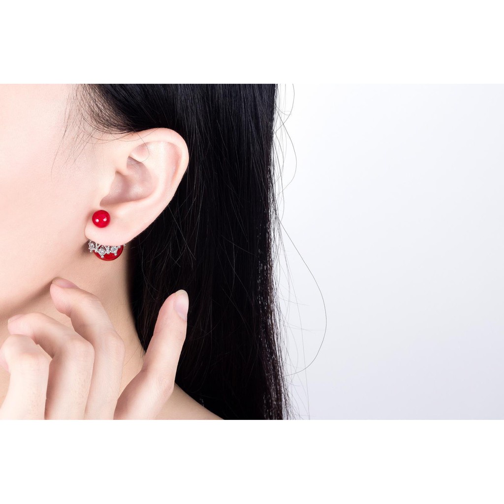Bông tai mạ bạc 925 hình tròn/ ngôi sao/ chim công/ trái tim/ ngôi sao/ chiếc lá/ lông công thời trang Hàn Quốc cho nữ