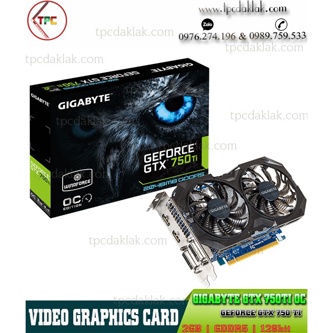 Card màn hình Gigabyte GTX 750TI OC 2GB D5 128BIT| GTX-750TI OC 2GB / 128bit / DDR5 GV-N75TOC-2GI | BigBuy360 - bigbuy360.vn