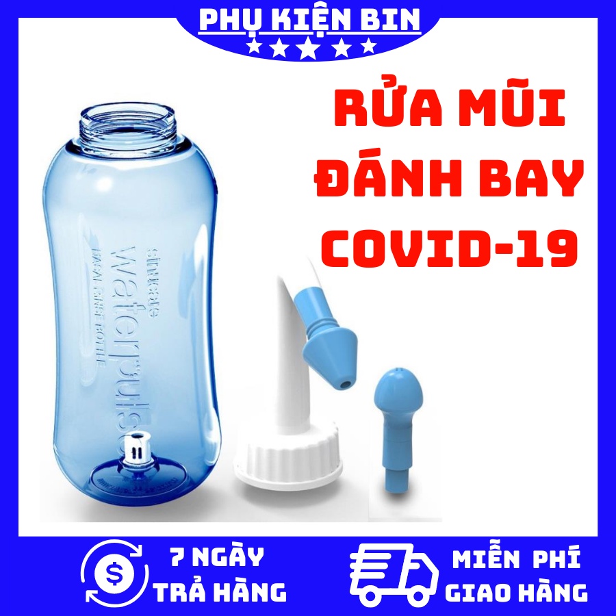 Bình rửa mũi Waterpulse 300ml, bình vệ sinh mũi cho bé và người lớn, dụng cụ rửa mũi ngăn ngừa viêm xoang