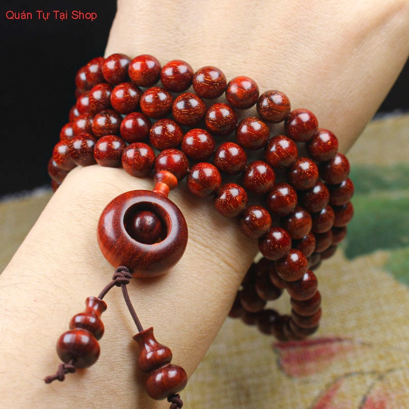 Vòng tay phong thủy gỗ đàn hương đỏ, mang sự may mắn, bình an cho người sử dụng