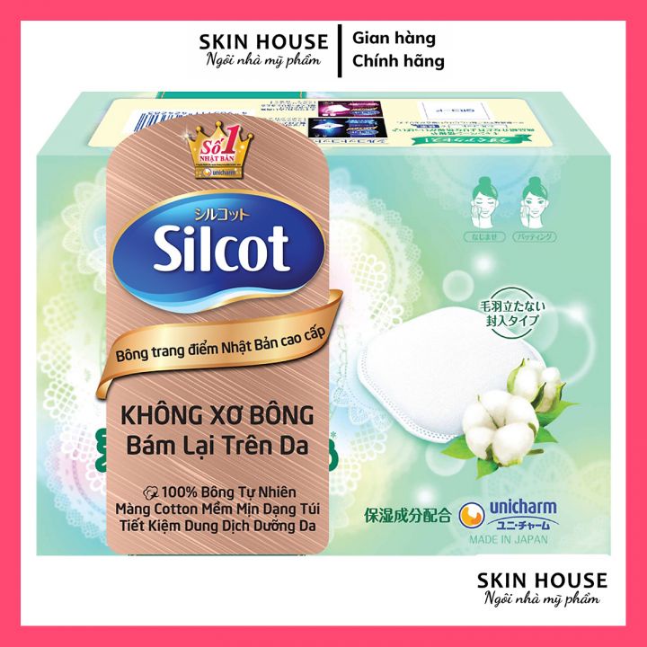 Bông Tẩy Trang Silcot Unicharm Nhật Bản Hộp 66 - 82 Miếng Cao Cấp