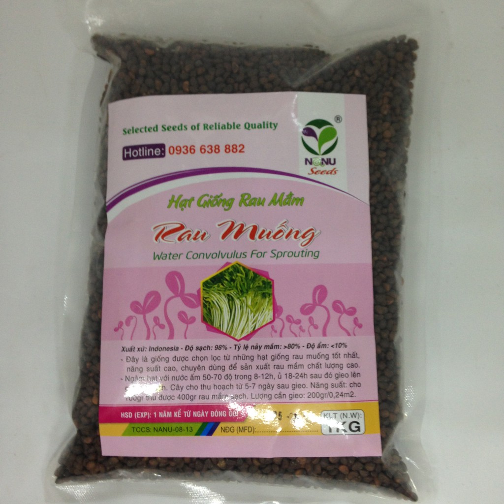 Hạt giống rau mầm rau muống Indo - 1Kg_ Thế Giới Rau Mầm_thegioiraumam.com