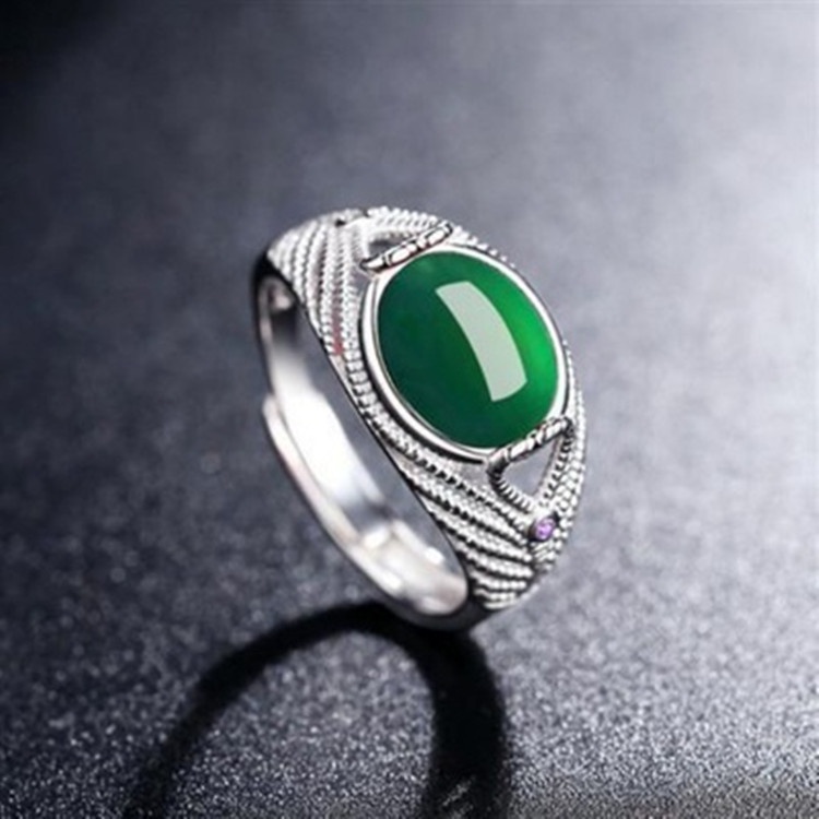 Crystal Jade Ring Women's   Silver Plated Emerald Opening Fashion New Crystal Ring Birthday Gift