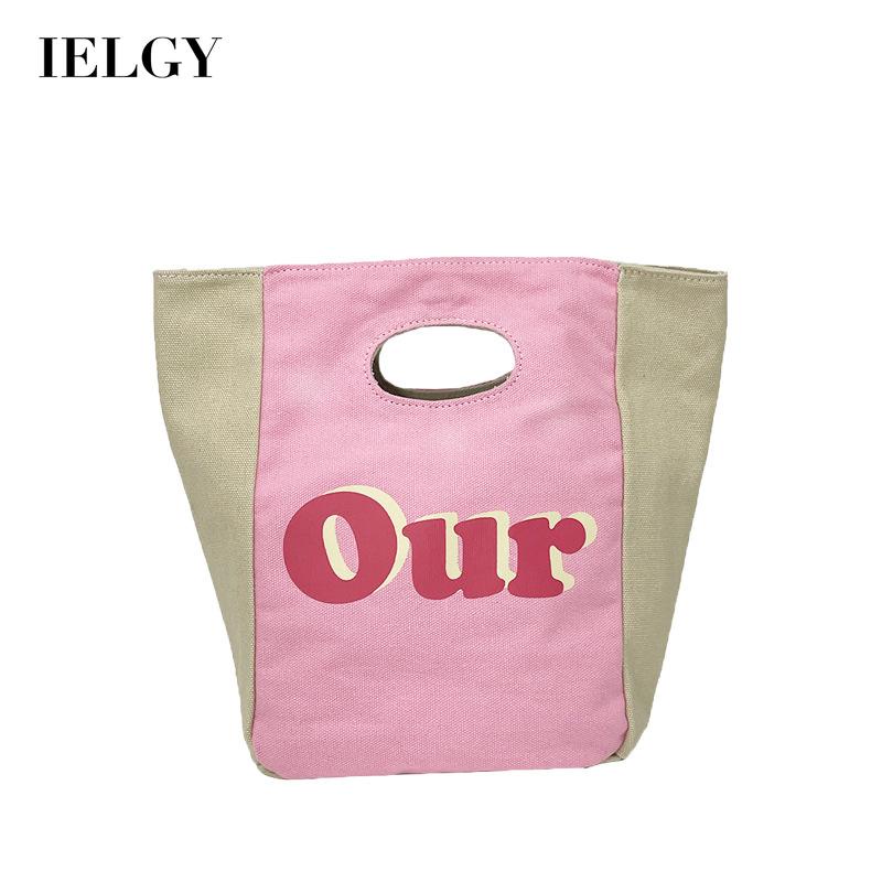 Túi xách tay IELGY từ vải phối màu hồng dễ thương cho nữ