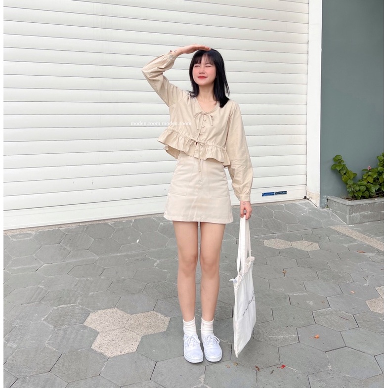 Moden.room áo rút dây linen pupy MD0922