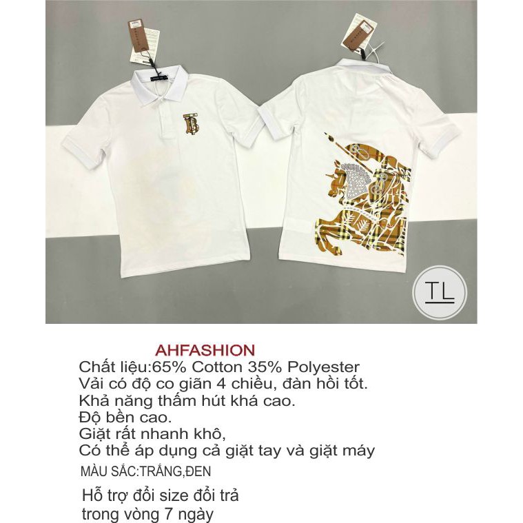 Áo thun nam đẹp polo tay ngắn cổ trụ in họa tiết BT giá rẻ cao cấp AHFASHION