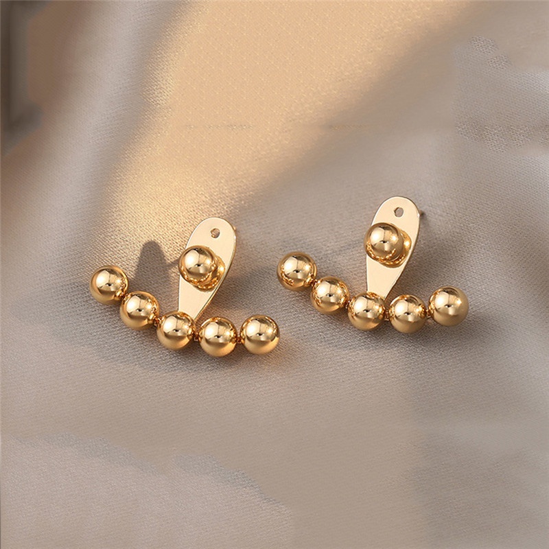 Khuyên Tai Màu Vàng Đính Hạt Đậu Vàng Phong Cách Gothic Hàn Quốc Thời Trang Cho Nữ Đi Tiệc