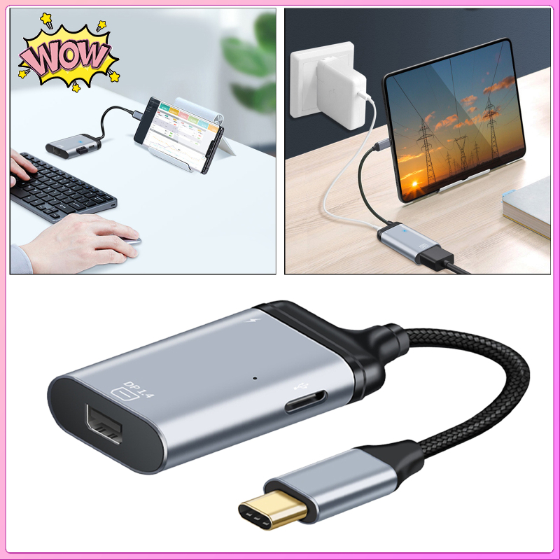 [SAKURA HOME]Portable 4 in 1 4K Cable USB 2.0 Type C to HDMI Adapter Mini Hub VGA DP for  Pro HDMI to USB C Adapter