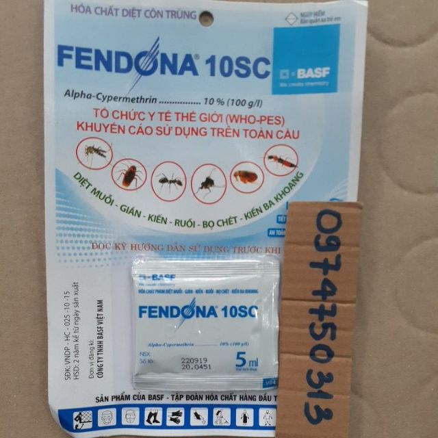Thuốc diệt muỗi, kiến, gián, bọ chét PENDONA 10SC gói 5ml