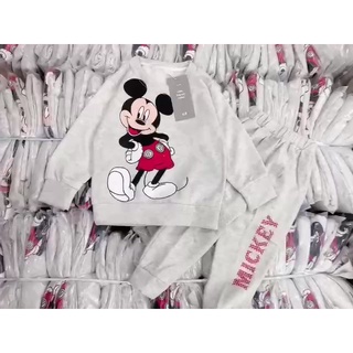 Bộ bé trai nỉ da cá màu ghi mickey size đại