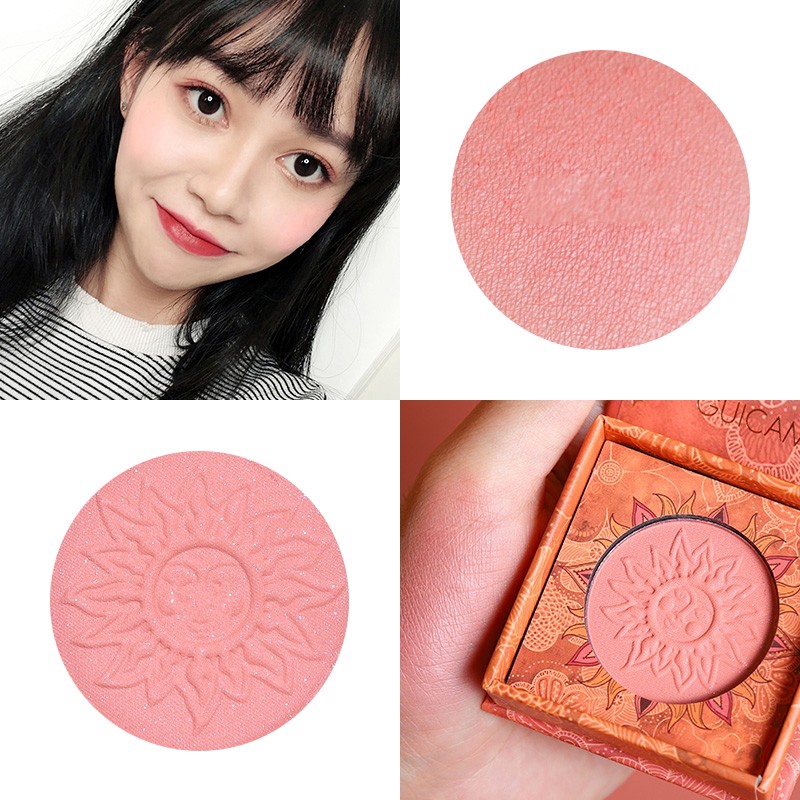 GUICAMI Blush On Lasting Pressed Powder,Waterproof Shimmer Face Blusher Palette,Brighten Highlighter