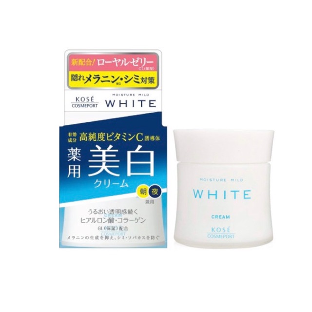 Kem dưỡng trắng da Kose Moisture Mild White 55gr nội địa Nhật Bản