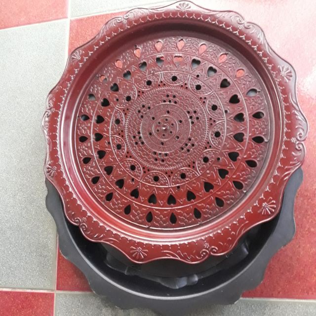 Khay trà giả gỗ hình tròn