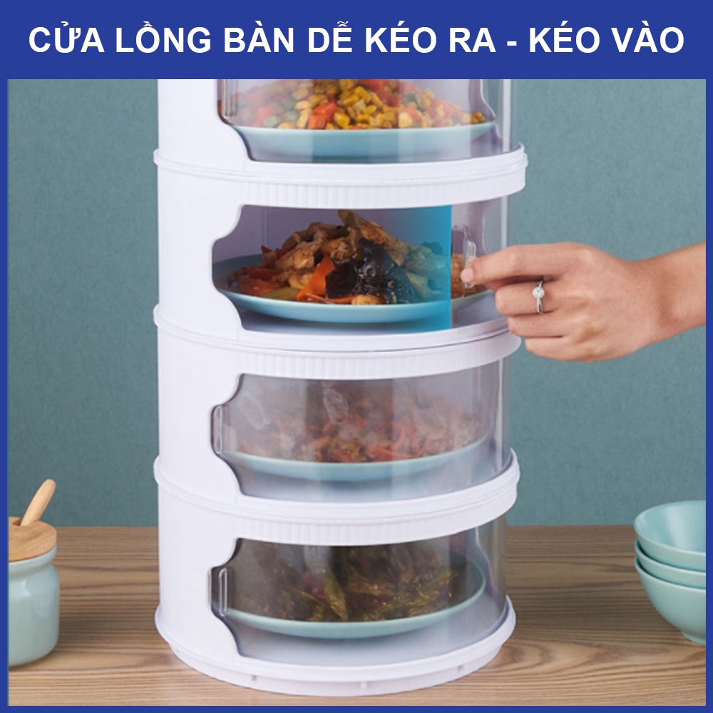 Lồng bàn 5 tầng giữ nhiệt thông minh chất liệu nhựa cao cấp, Lồng bàn nhiều tầng bảo quản thực phẩm chống côn trùng